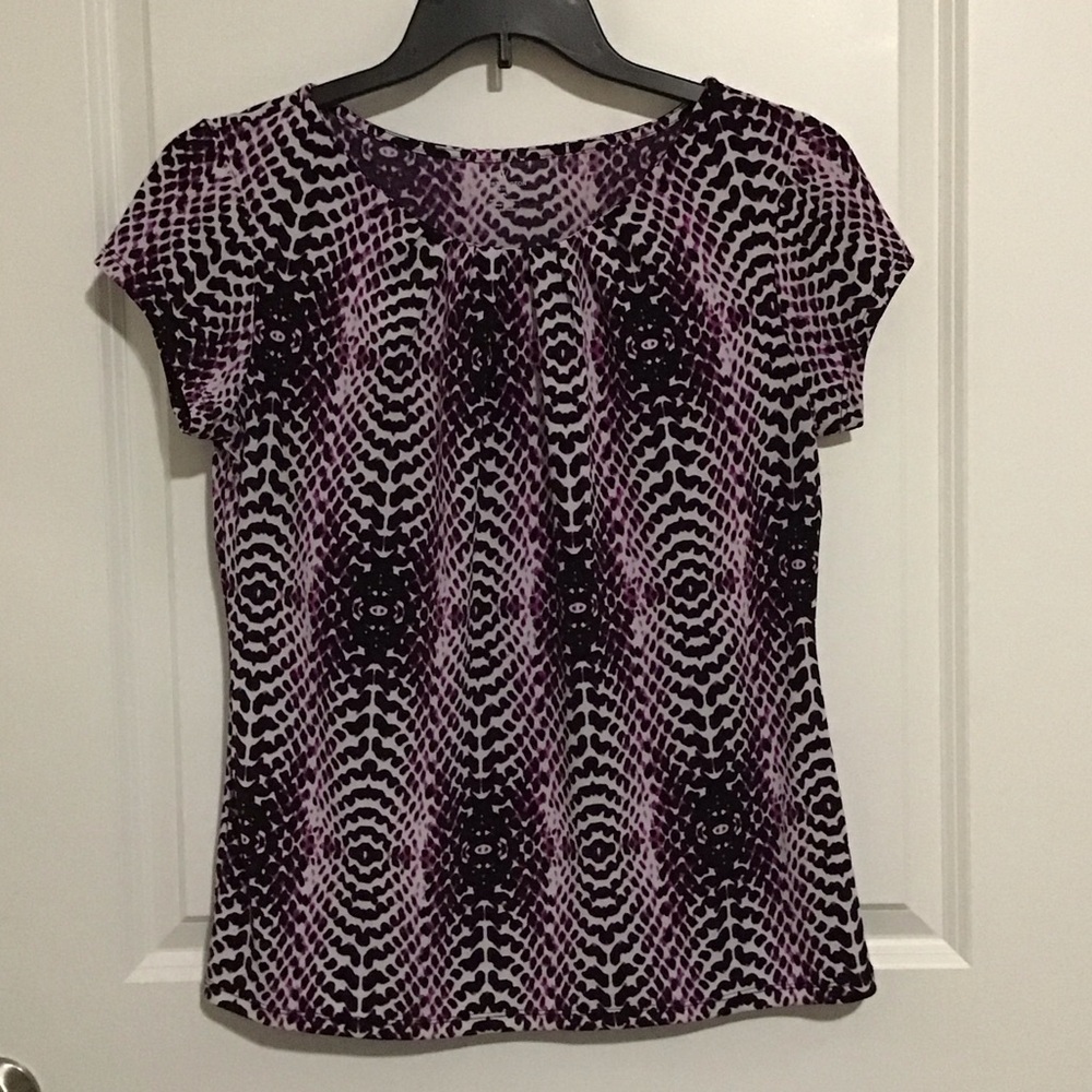 Worthington Women's Top in Purple and Black Pattern Size PL
